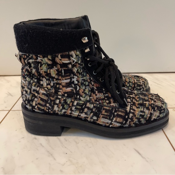 Chanel Tweed Lace Up Boots - Picture 13 of 14